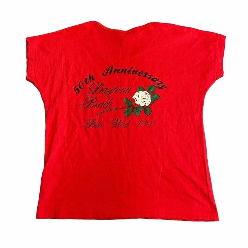 3D Emblem Daytona Beach Bike Week 1991 T-Shirt Size M Red